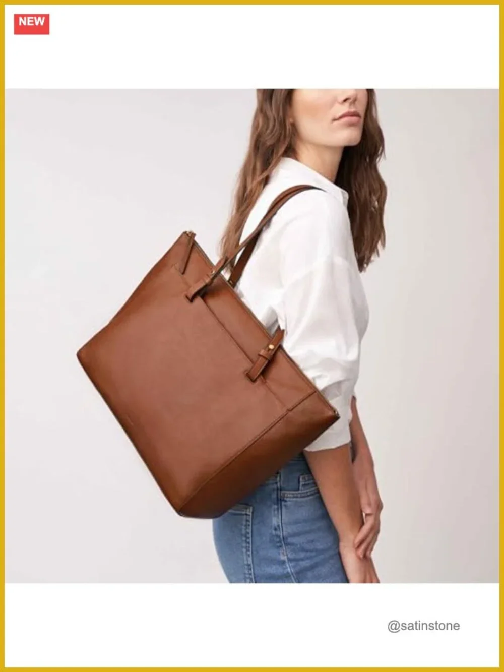 Fossil Rachel Tote Bag LiteHide Leather Laptop Handbag Satchel